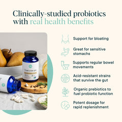 Close-up of Ora Organic Probiotics label showing 11 strains