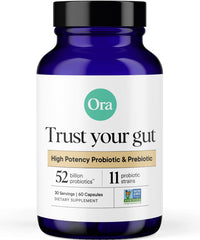 Ora Organic Probiotics bottle with 52B CFU for daily gut support