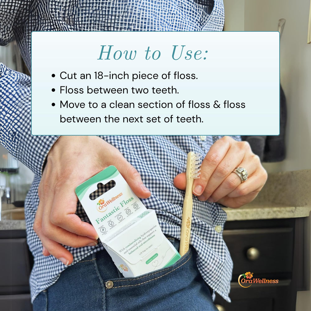 Natural cinnamon and peppermint flavor on floss