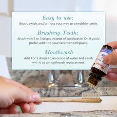 Herbal ingredients clove, myrrh, peppermint, cinnamon, spearmint and manuka