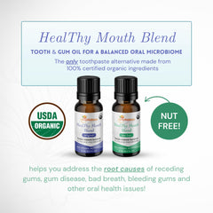Ingredients include clove, myrrh, peppermint, cinnamon, spearmint, manuka