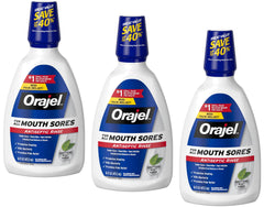 Orajel Nonseptic Mouth Sore Rinse 16oz mint flavor 3-pack bottle