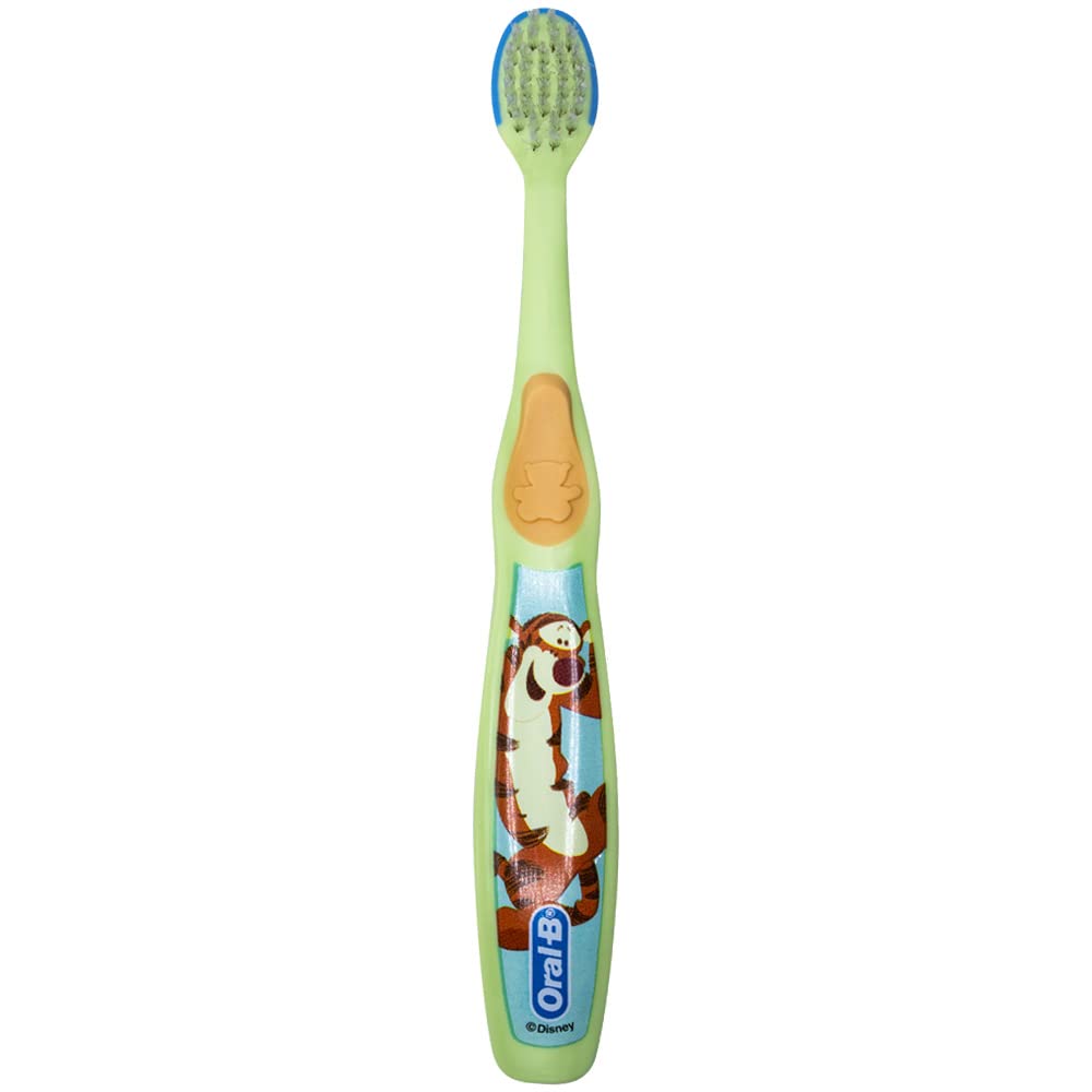 Compact brush head fits babies' small mouths