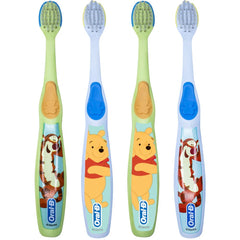 Side view of Oral-B Baby Pooh toothbrush pack of 4