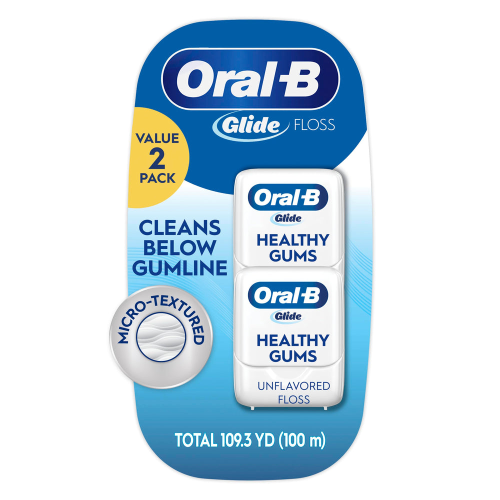 Two-pack Oral-B Glide Healthy Gums Unflavored Floss, 50m each