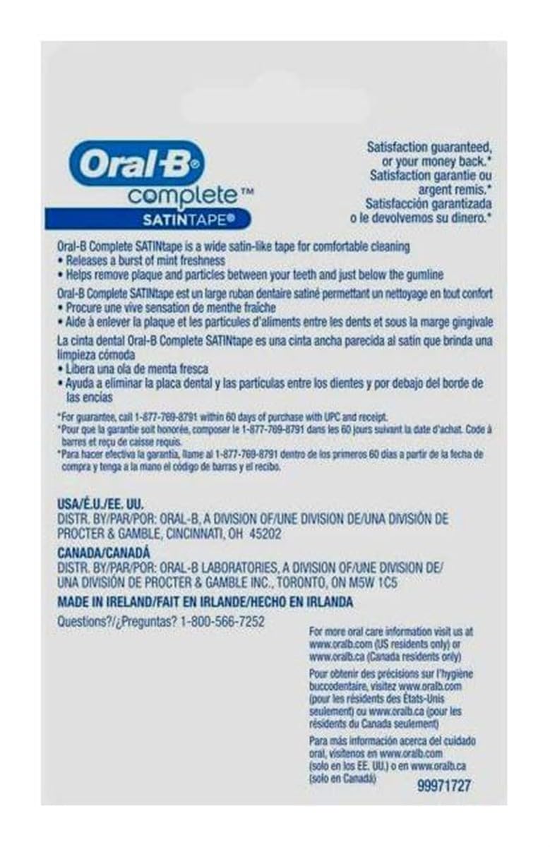 Oral B Satin Tape Mint 25M packaging and rolls