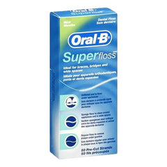 Oral-B Super Floss Mint pre-cut strands, 50 per pack, pack of 18