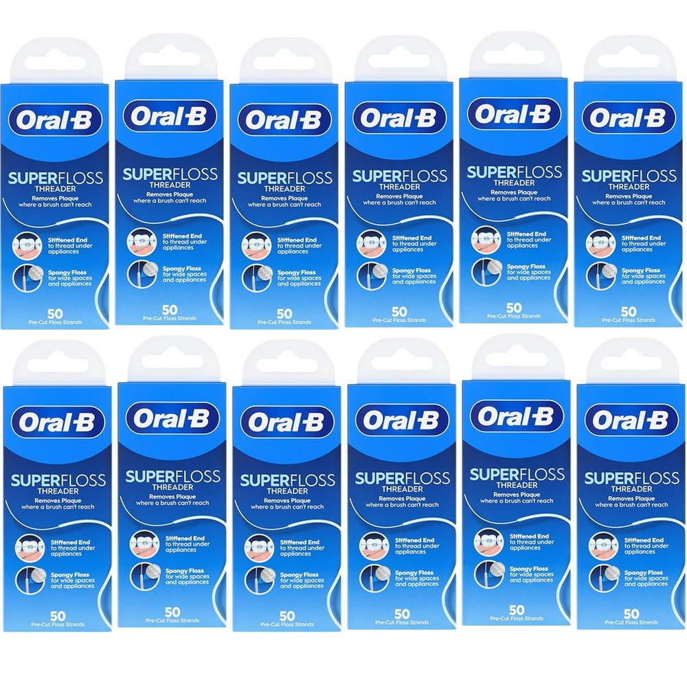 Oral-B Super Floss Pre-Cut Mint Strands with Threaders – pack of 12 (50-count per pack) view 1