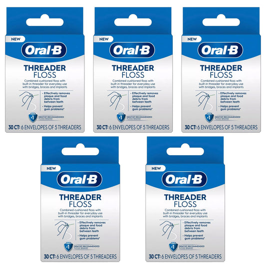 Hero image for Oral-B Threader Floss 30 Count with 6 envelopes of 5 threaders