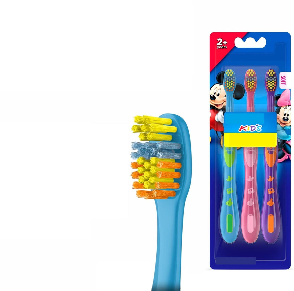 Close-up of ultra-soft bristles on Oral Basics toothbrush