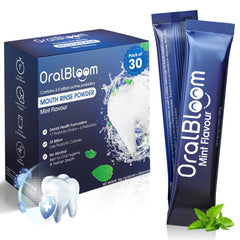 Oral Bloom Mint probiotic mouthwash powder packaging