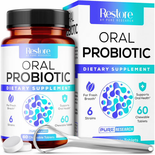 Mint-flavored chewable probiotic tablet with BLIS M18