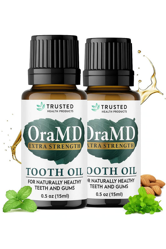 OraMD 4-in-1 Extra Strength Tooth Oil bottle and packaging