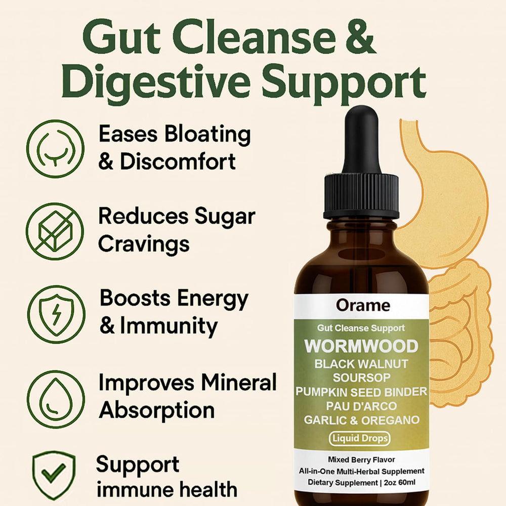 Dropper dispensing Orame gut cleanse liquid
