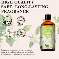 Close-up of Orange Blossom Fragrance Oil bottle with dropper