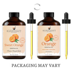 Amber glass bottle of orange essential oil 4 oz