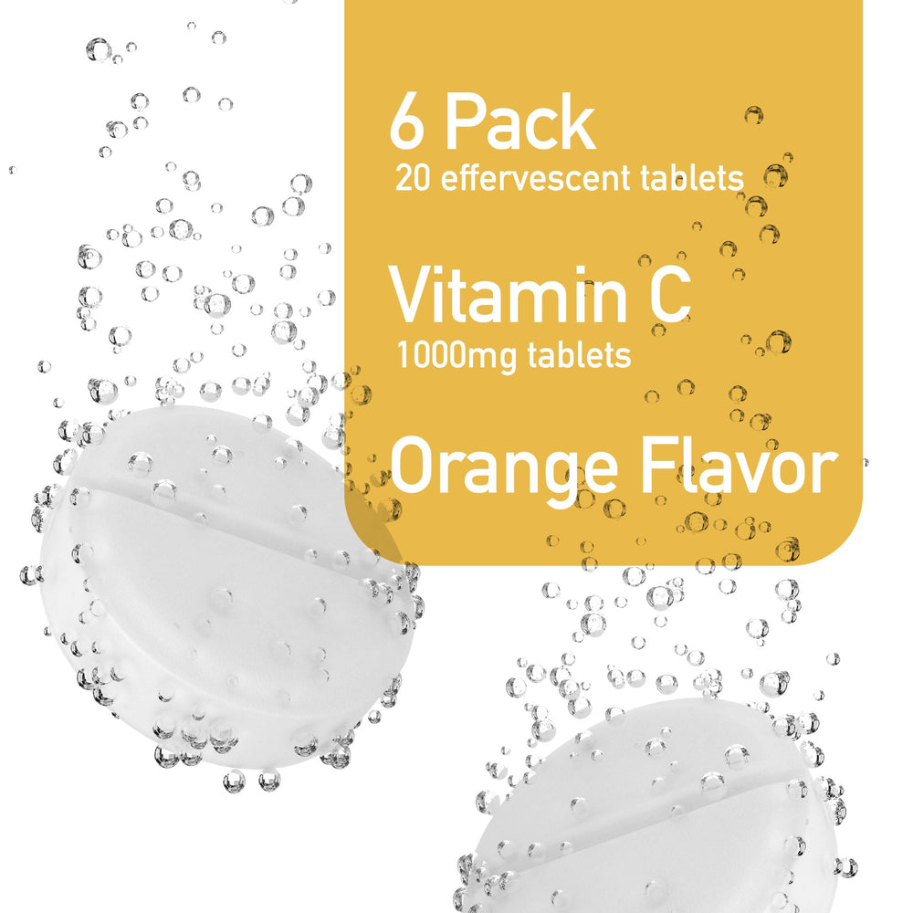 Close-up of an effervescent Vitamin C tablet