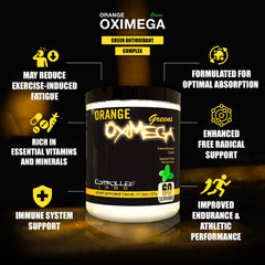 Back label of Orange Oximega Greens Spearmint packaging