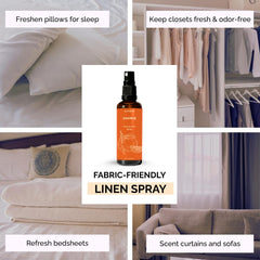 Linen spray being used on bed linens