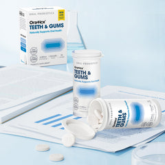 Lifestyle scene with OraTicx product on a counter
