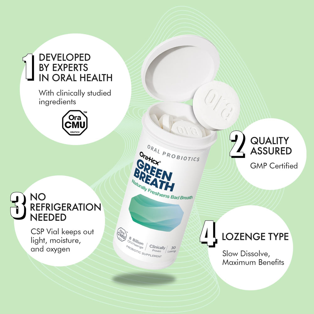 Label highlighting 8 Billion CFU on OraTicx probiotic