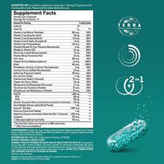 Label highlighting 21 essential vitamins and minerals