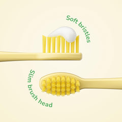 Soft-bristle replacement brush head designed for kids with Squishmallows characters