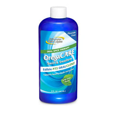 OregaCARE Swirl & Swallow Wild Mint bottle front, 8 fl oz