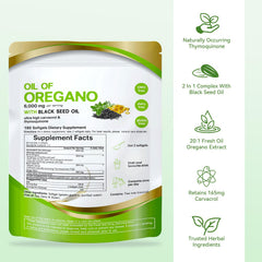 Close-up of oregano oil capsules