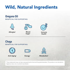 Chaga mushroom, birch bark, and oregano oil blend