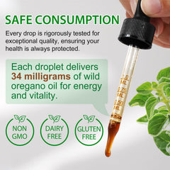 Oregano oil drops bottle with dropper