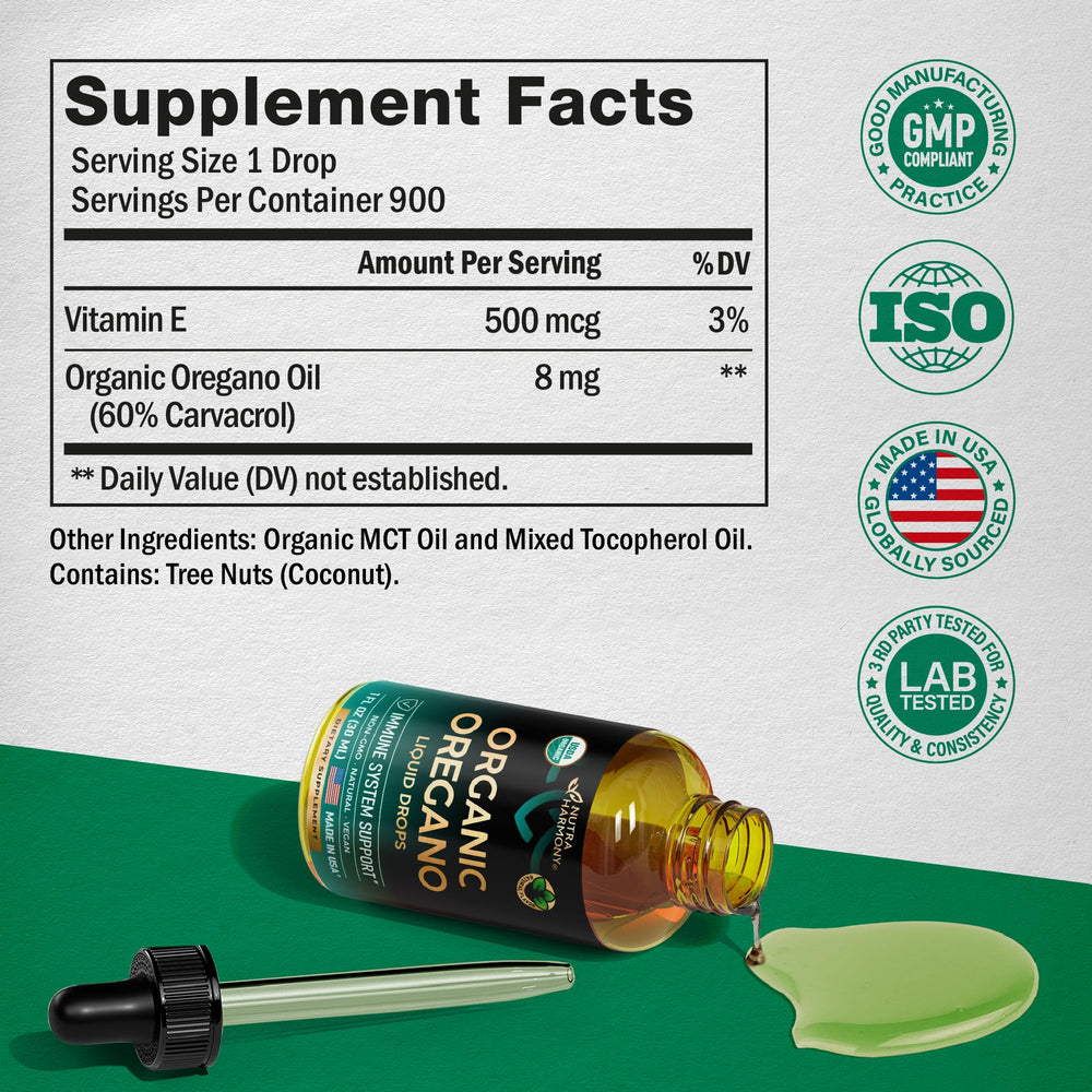Oregano oil drops for immune support