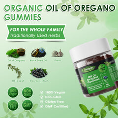 Graphic listing oregano oil, black seed oil, garlic extract, olive leaf, elderberry, zinc, and vitamin D3