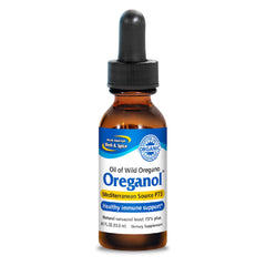 Front view of NORTH AMERICAN HERB & SPICE Oreganol P73 oregano oil bottle