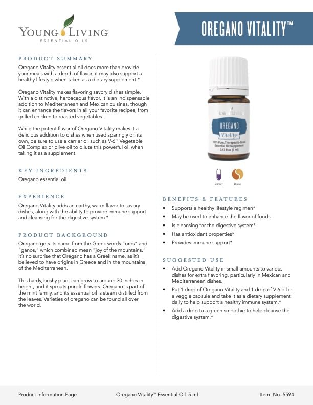 Oregano Vitality oil used in cooking