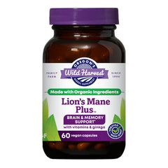Oregon's Wild Harvest Lion's Mane Plus Brain & Memory Support bottle label