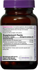 Supplement facts panel for Rhodiola 60 Count