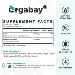 Close up of Orgabay NAD+ 500 mg liposomal softgel