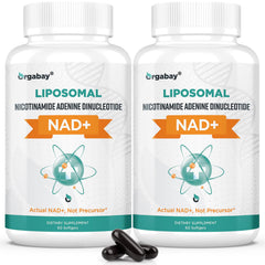 Orgabay liposomal NAD+ softgel bottle ready for daily energy support.