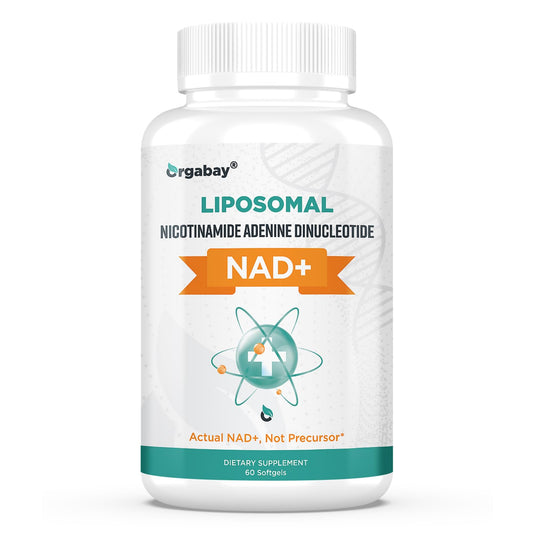 Orgabay Liposomal NAD+ 500 mg softgel bottle on white