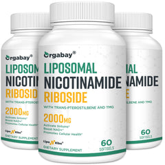 Orgabay liposomal nicotinamide riboside bottle highlighting NAD+ support.