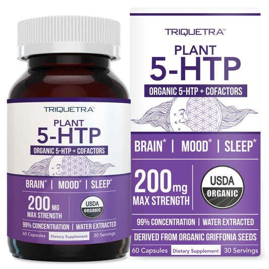Organic 5-HTP 200mg bottle – front view