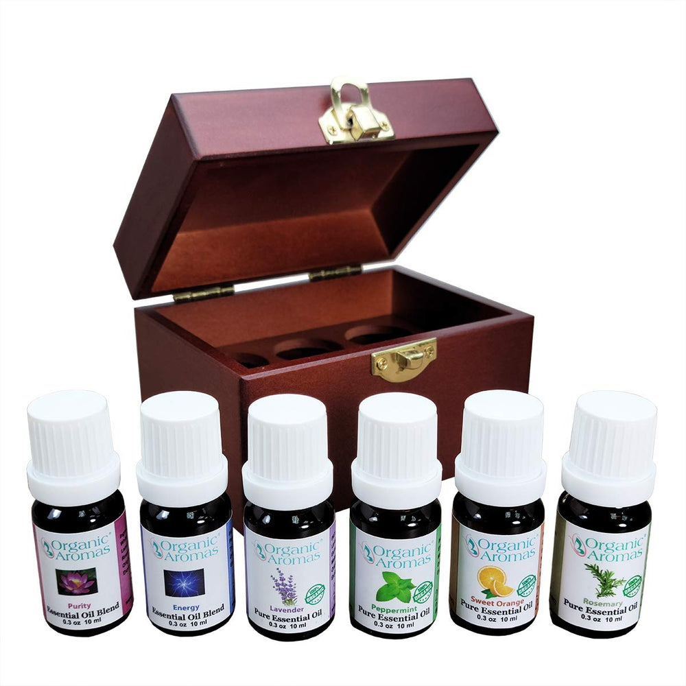 Organic Aromas Lavender Oil bottle for calming aromatherapy and sleep support