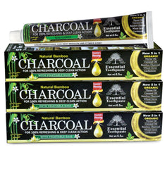 Three 6.5 oz tubes of Organic Bamboo Charcoal Toothpaste for natural whitening