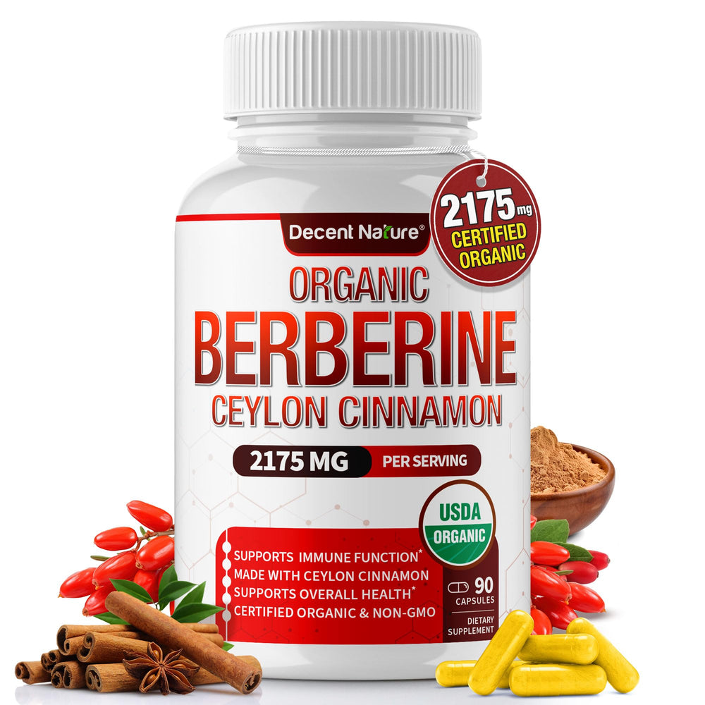 Bottle front view of Organic Berberine with Ceylon Cinnamon 2175mg