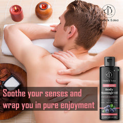 Massage oil being poured and spread on skin