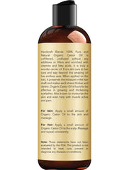 Close-up of organic castor oil label highlighting hexane-free claim