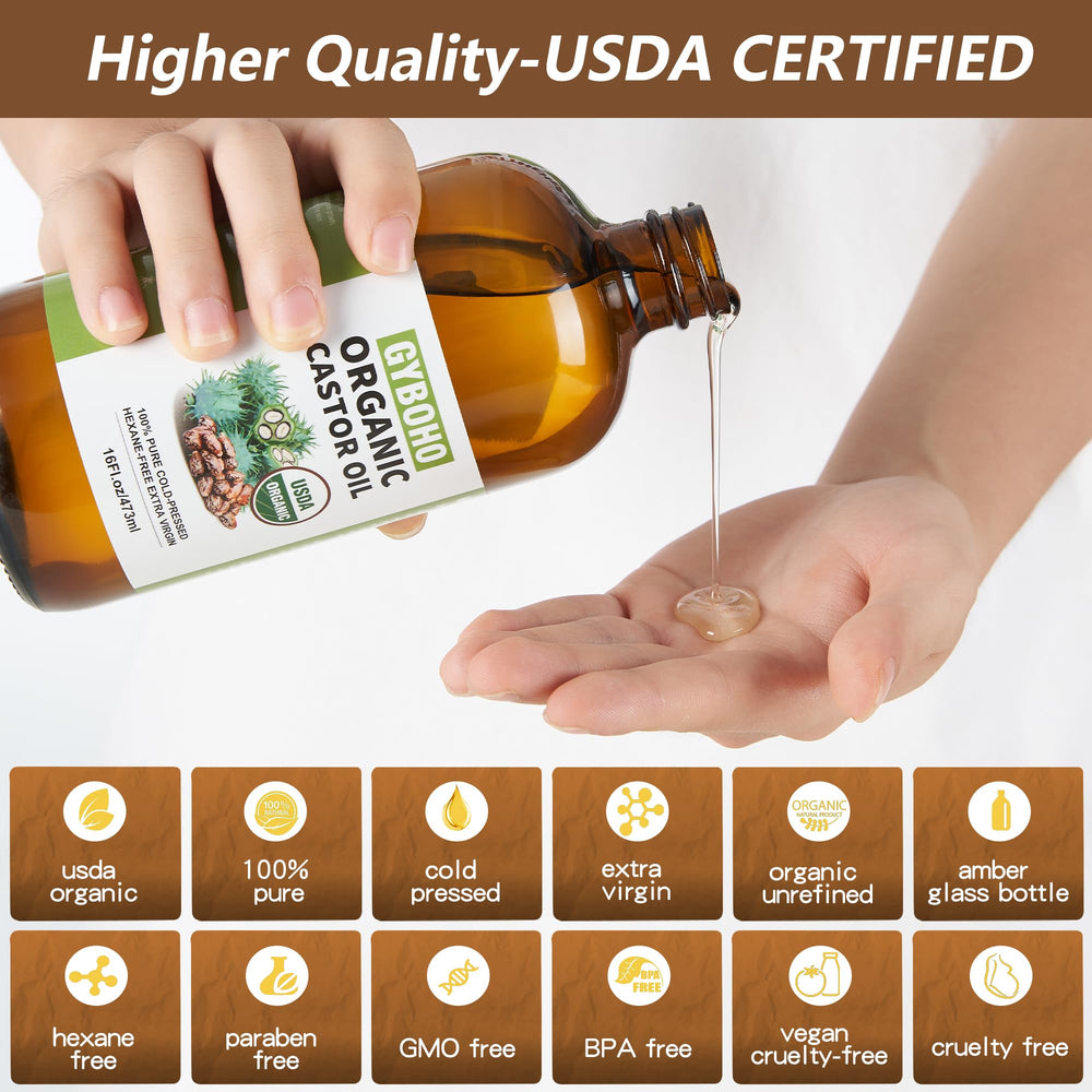 USDA certified organic cold-pressed castor oil 473ml