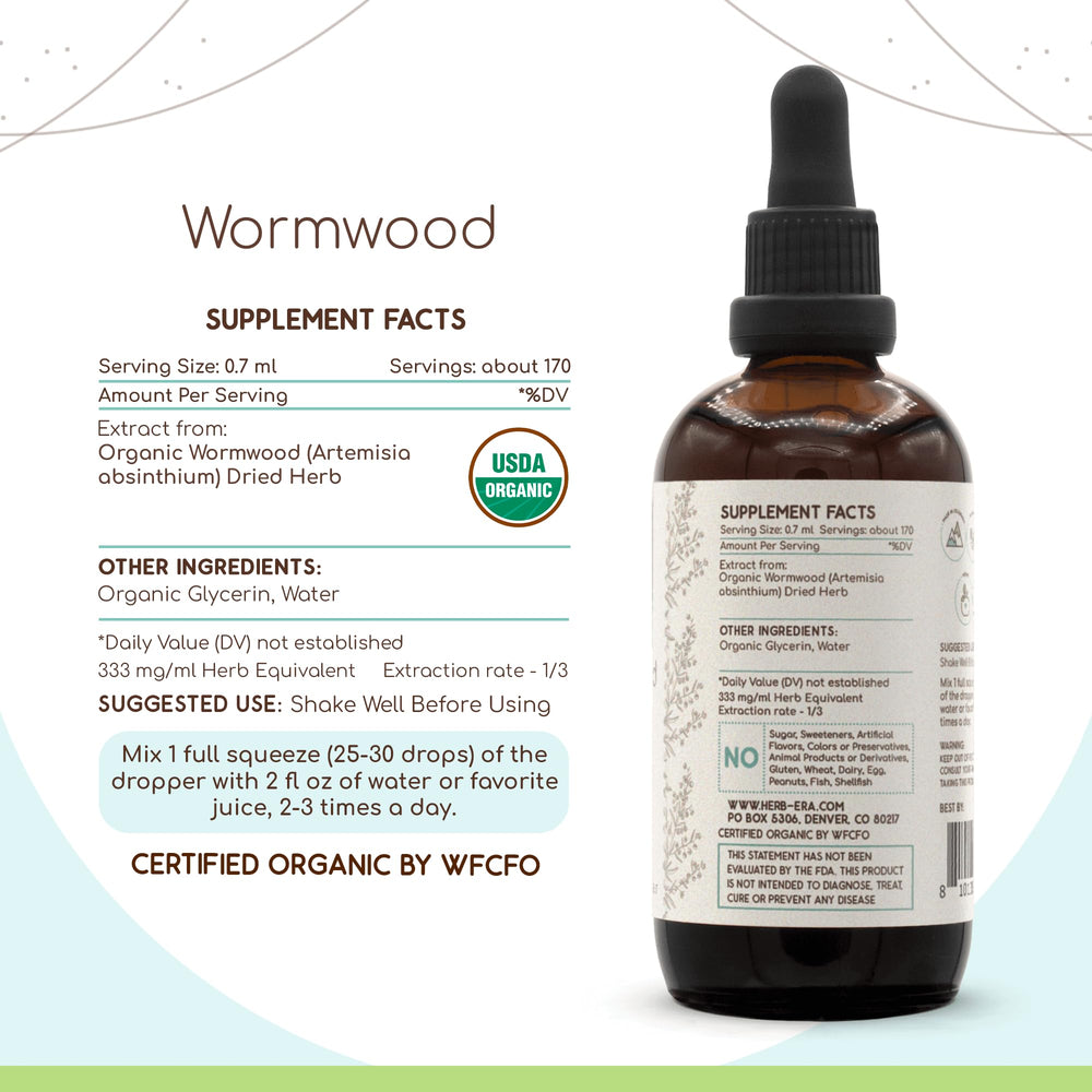 USDA Organic certification information for wormwood tincture