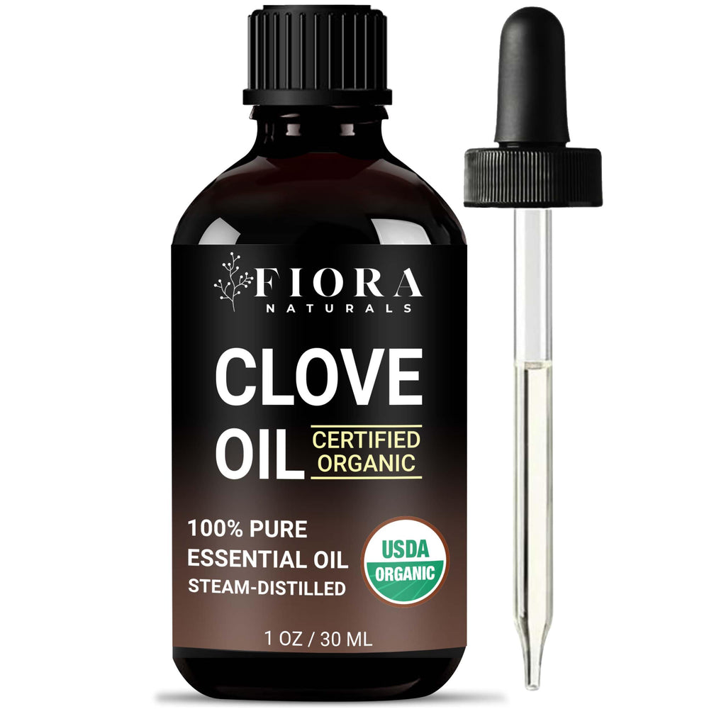 Organic clove essential oil bottle - 100% pure and organic